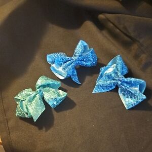 Sparkling Blue and Green Sequin Hair Bows